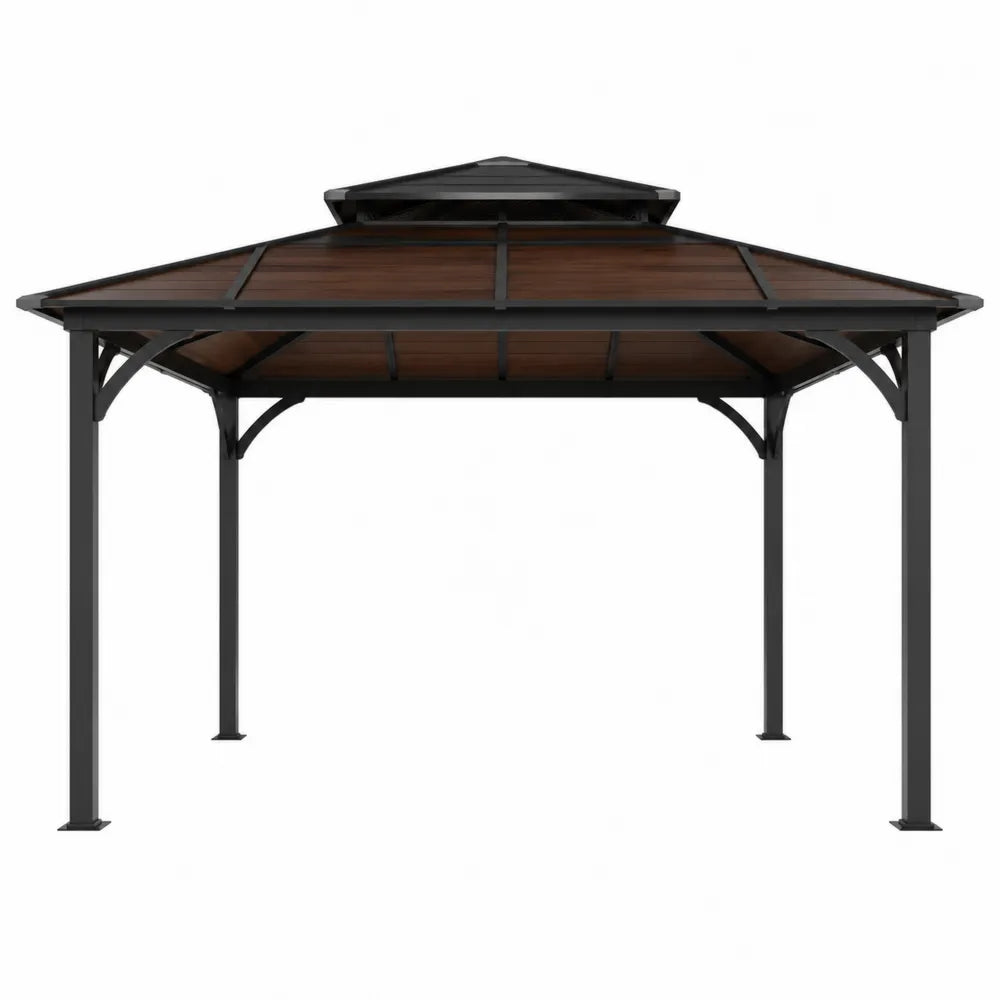 Pawilon ogrodowy aluminiowo-stalowy czarno-brązowy 300x300 cm