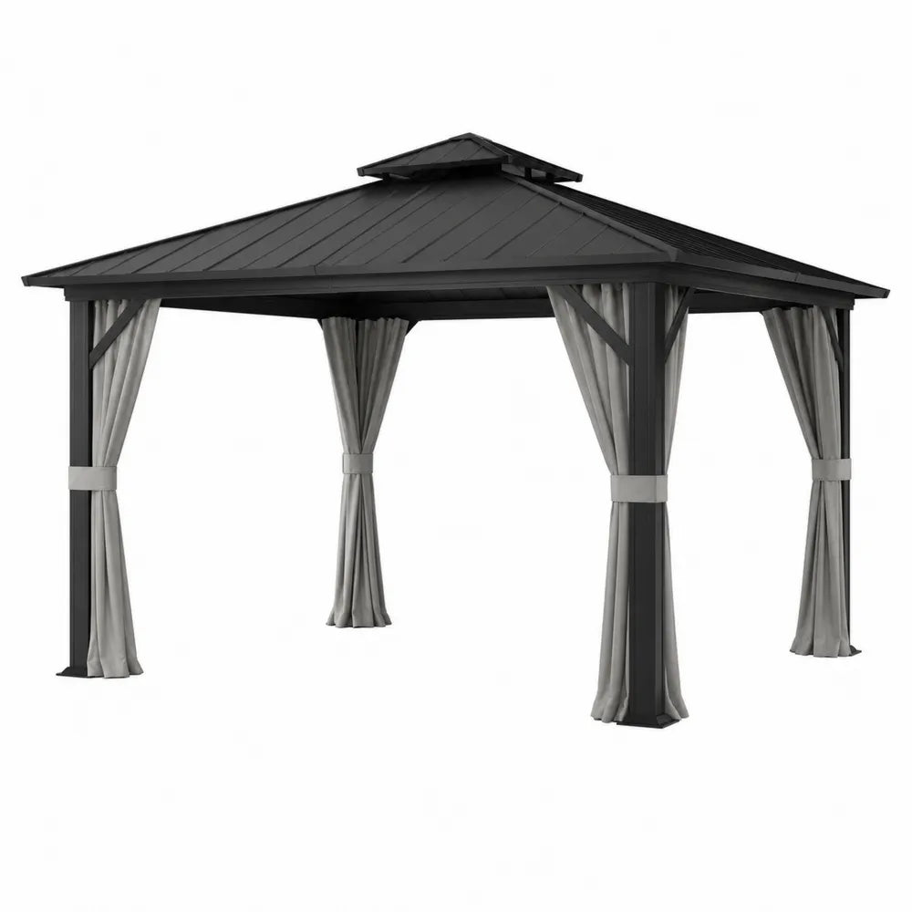 Altana ogrodowa metalowa z zasłonami 3x4 m