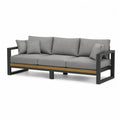 Sofa ogrodowa 3-osobowa stalowa z poduszkami z poliestru szara 200cm
