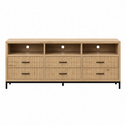 Szafka RTV bambusowa i metalowa beżowa 180x40x60 cm