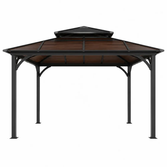 Pawilon ogrodowy aluminiowo-stalowy czarno-brązowy 300x300 cm