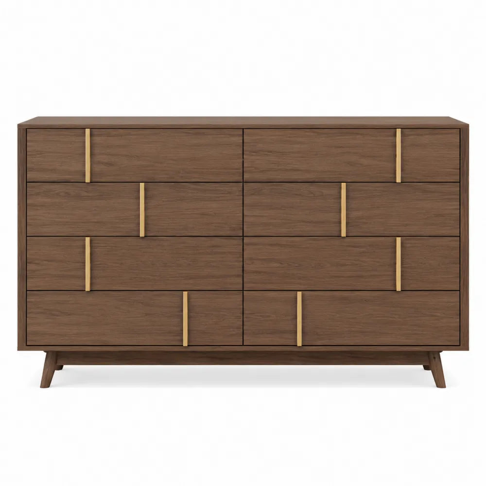 Komoda drewniana z 10 szufladami w kolorze orzecha 120x100x40 cm
