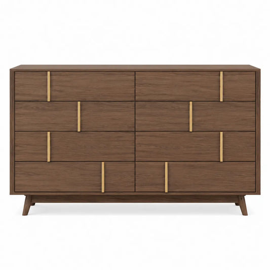 Komoda drewniana z 10 szufladami w kolorze orzecha 120x100x40 cm