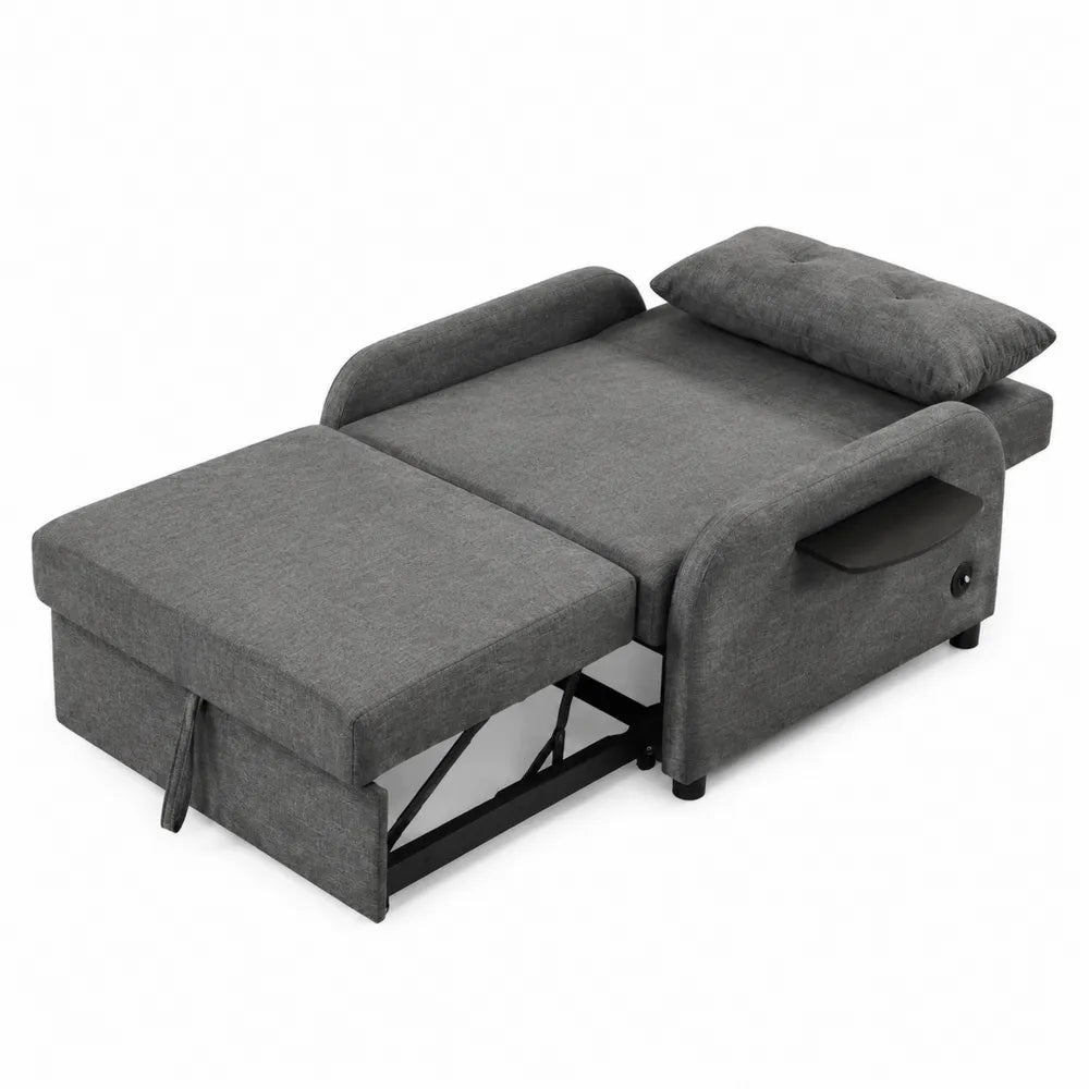 Sofa rozkładana z tkaniny, szara 190x79x70 cm