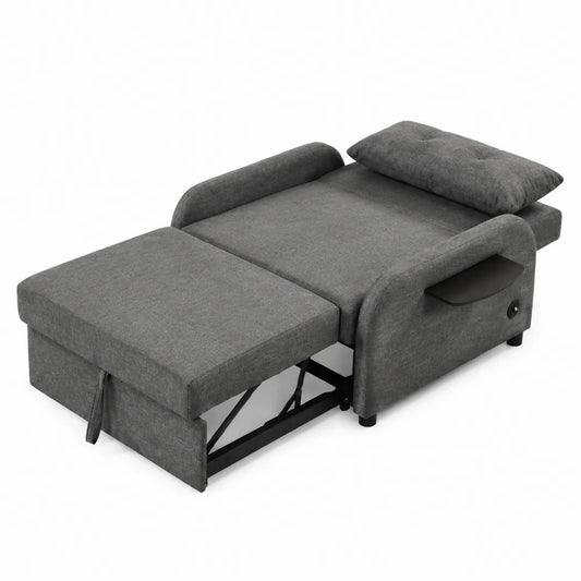 Sofa rozkładana z tkaniny, szara 190x79x70 cm
